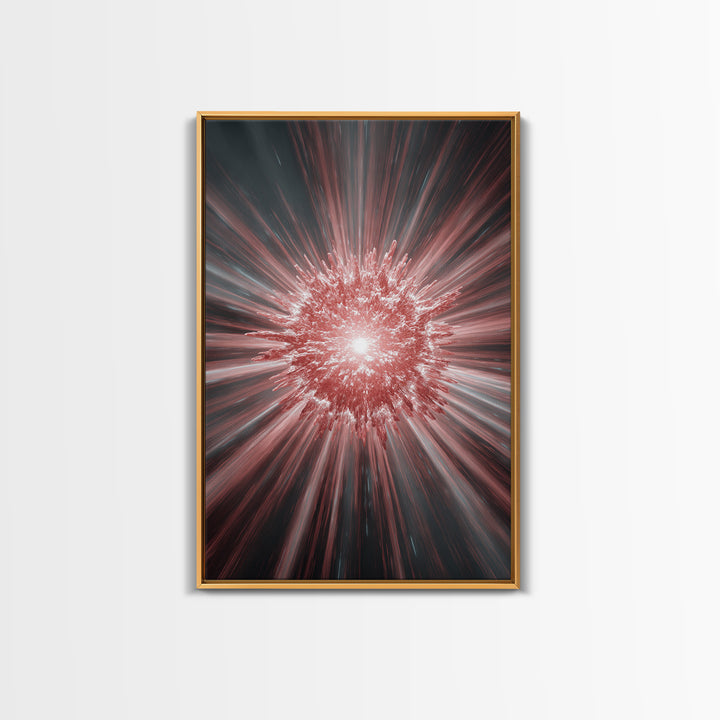 Red White Cosmic Energy Explosion Wall Art, Modern Digital Art, Abstract Space Poster, Statement Wall Decor, Large Canvas Print