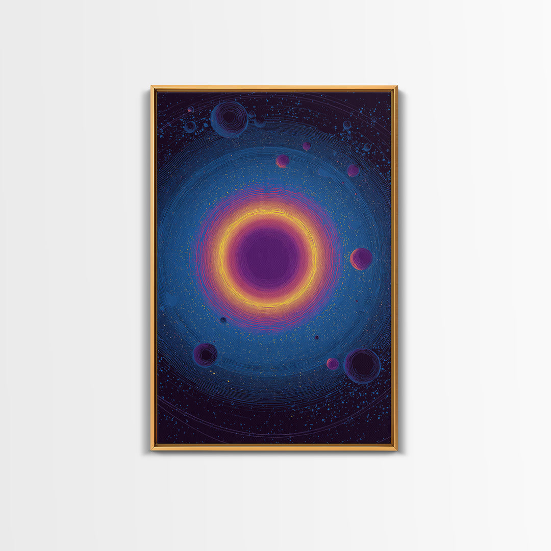Purple Black Hole With Golden Ring Wall Art, Cosmic Retro Art, Modern Abstract Art, Space Poster, Blue Wall Decor Print Gift
