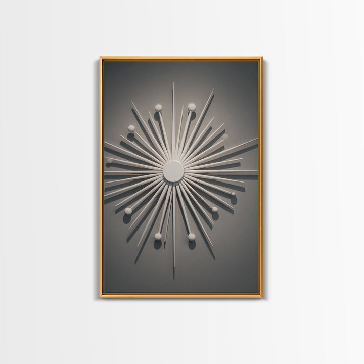 White Atomic Starburst Wall Art, Midcentury Modern Art, Retro Wall Decor, 1950s Design, MCM Home Decor Print For Living Room