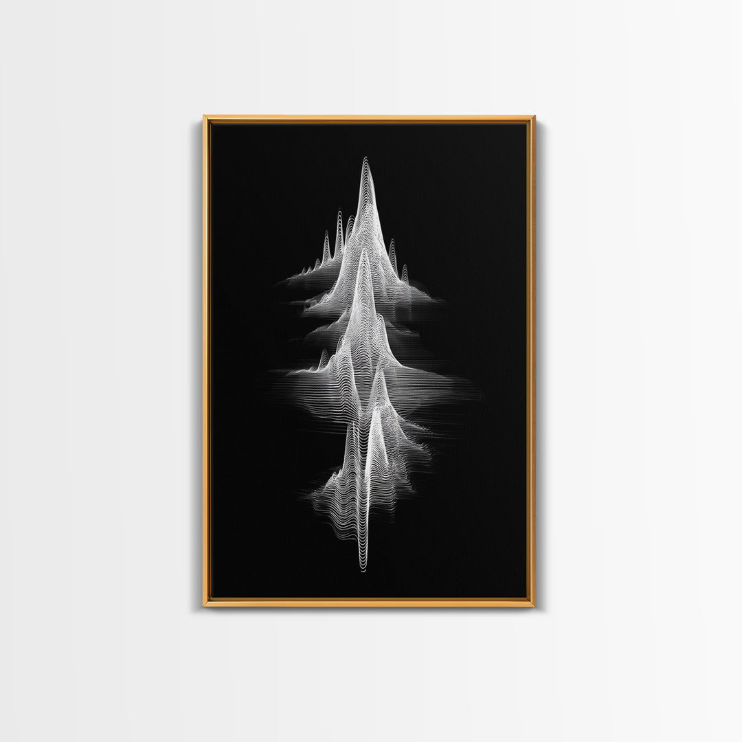 Black White Waveform Peak Wall Art, Minimal Abstract Line Print, Modern Sci Fi Poster, Geometric Office Decor Gift For Music Room