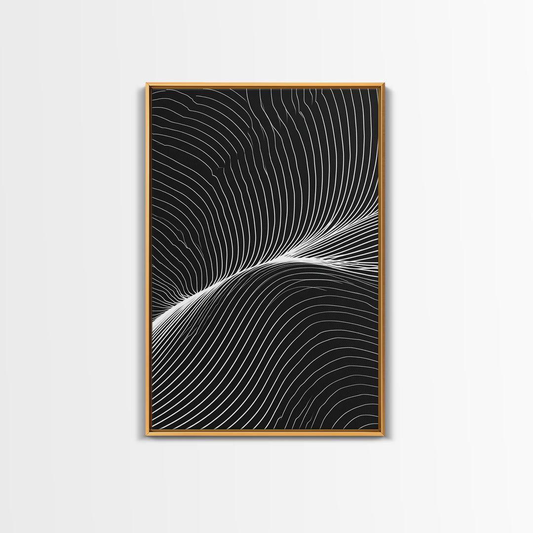 Black White Flowing Line Abstract Wall Art, Modern Op Art Print, Minimalist Wall Decor, Geometric Art For Bedroom, Home Office Decor