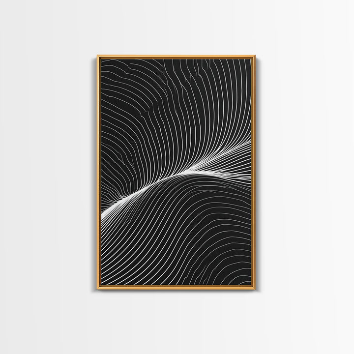 Black White Flowing Line Abstract Wall Art, Modern Op Art Print, Minimalist Wall Decor, Geometric Art For Bedroom, Home Office Decor