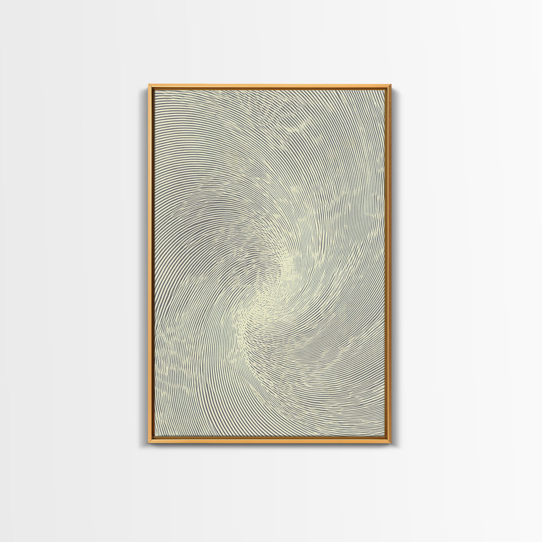 Cream Spiral Line Op Art Canvas Print, Midcentury Modern Abstract Art, Minimalist Wall Art Decor, Neutral Home Office Poster