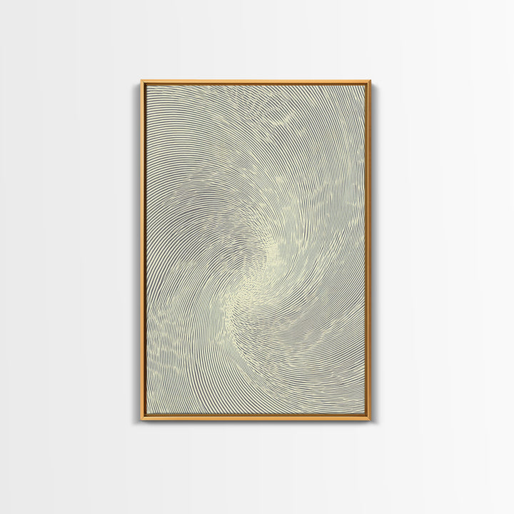 Cream Spiral Line Op Art Canvas Print, Midcentury Modern Abstract Art, Minimalist Wall Art Decor, Neutral Home Office Poster
