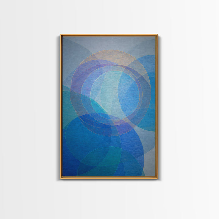 Blue Overlapping Circle Study, Wall Art, Midcentury Modern Abstract, Geometric Art Print, Scandinavian Bedroom Decor Poster