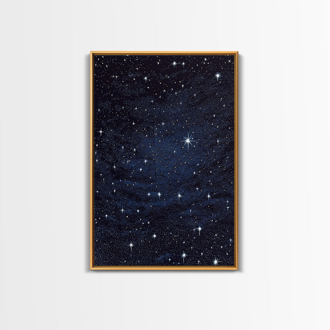 Deep Blue Starry Night Sky Wall Art, Cosmic Galaxy Print, Celestial Space Poster, Astronomy Decor For Bedroom And Home Office Decor