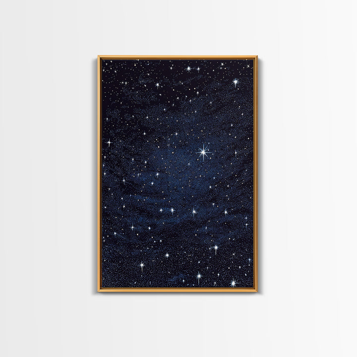 Deep Blue Starry Night Sky Wall Art, Cosmic Galaxy Print, Celestial Space Poster, Astronomy Decor For Bedroom And Home Office Decor