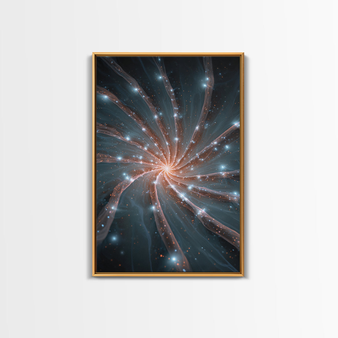 Luminous Spiral Galaxy Nebula Framed Canvas Print, Space Abstract Art, Modern Wall Art, Blue Art Print, Sci Fi Decor, Home Office