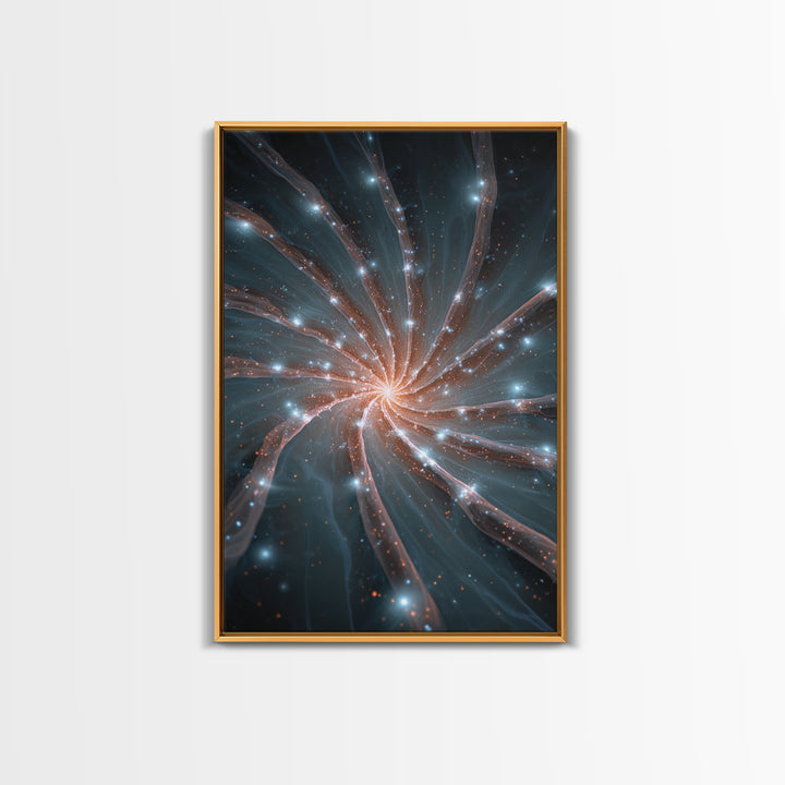 Luminous Spiral Galaxy Nebula Framed Canvas Print, Space Abstract Art, Modern Wall Art, Blue Art Print, Sci Fi Decor, Home Office