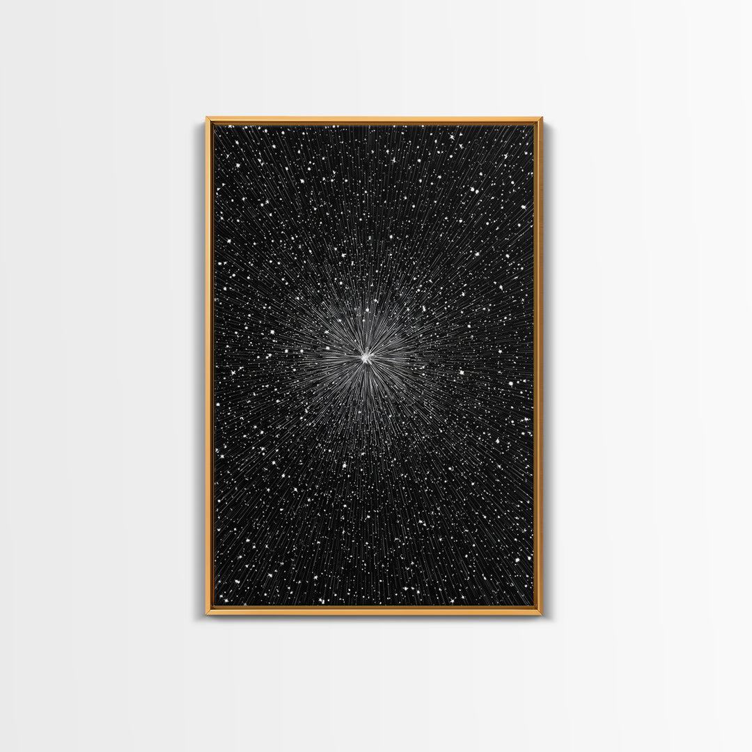 Black White Warp Speed Starfield Wall Art, Space Abstract Art, Modern Art Print, Sci Fi Poster, Minimalist Wall Decor, Office