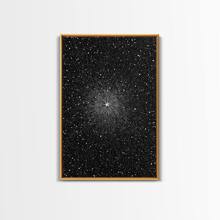 Black White Warp Speed Starfield Wall Art, Space Abstract Art, Modern Art Print, Sci Fi Poster, Minimalist Wall Decor, Office