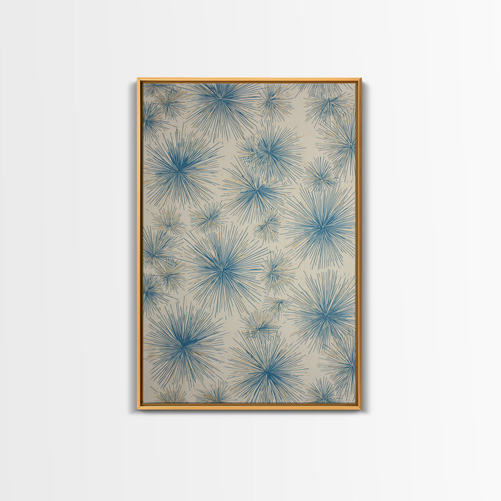 Blue Atomic Starburst Pattern Wall Art, Midcentury Modern Art Print, Retro Wall Decor, Beige Teal Abstract Home Decor Prints