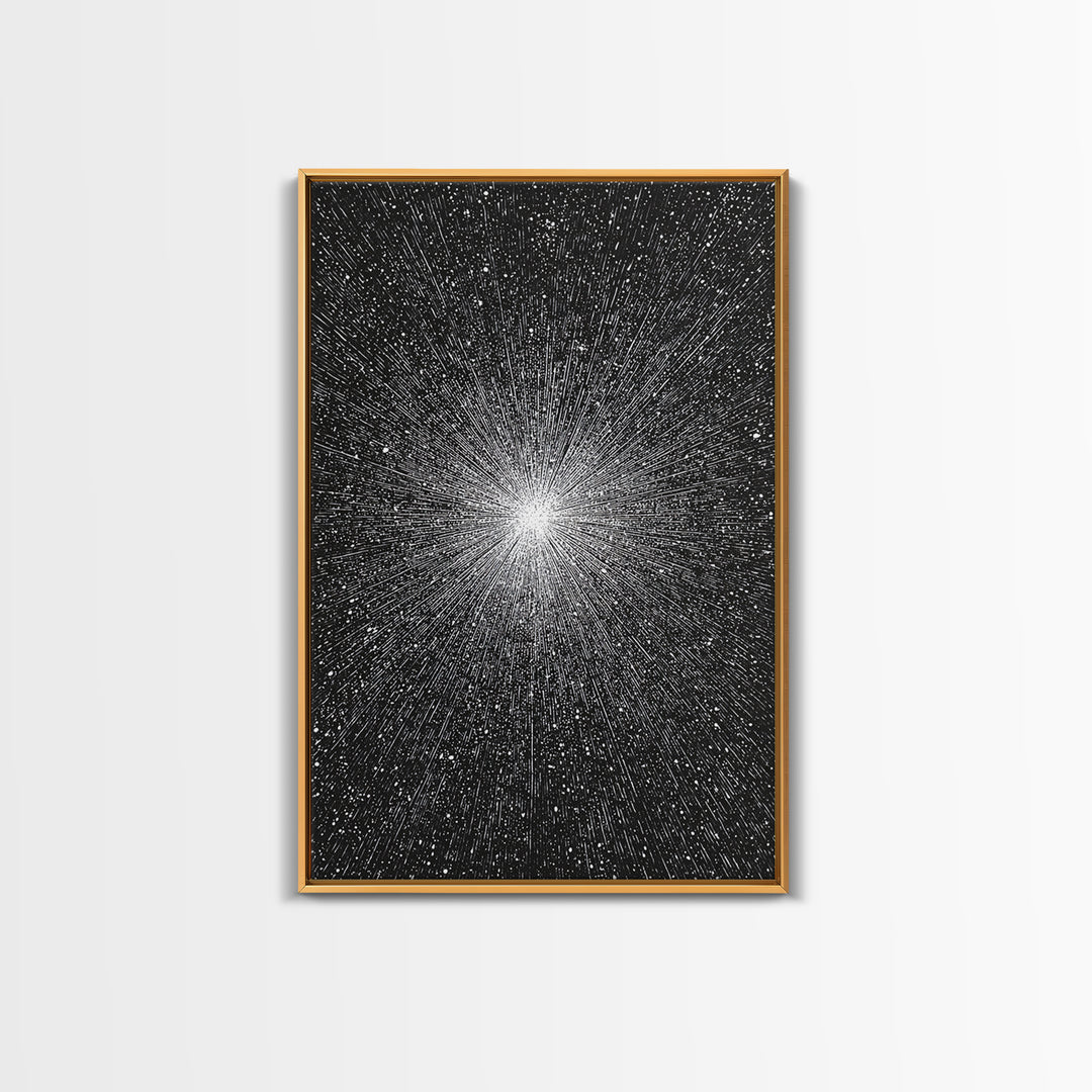 Black And White Cosmic Starburst Wall Art, Modern Abstract Art Print, Space Poster, Sci Fi Retro Decor, Monochrome Home Decor