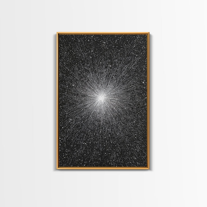 Black And White Cosmic Starburst Wall Art, Modern Abstract Art Print, Space Poster, Sci Fi Retro Decor, Monochrome Home Decor