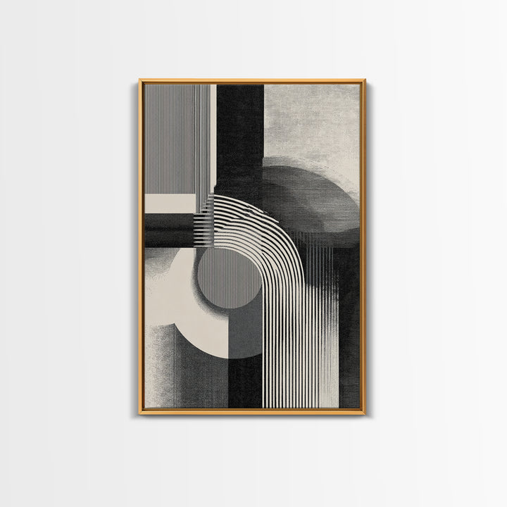 Black White Arch Geometry Canvas Print, Modern Abstract Art, Bauhaus Inspired Wall Decor, Minimalist Office Statement Art