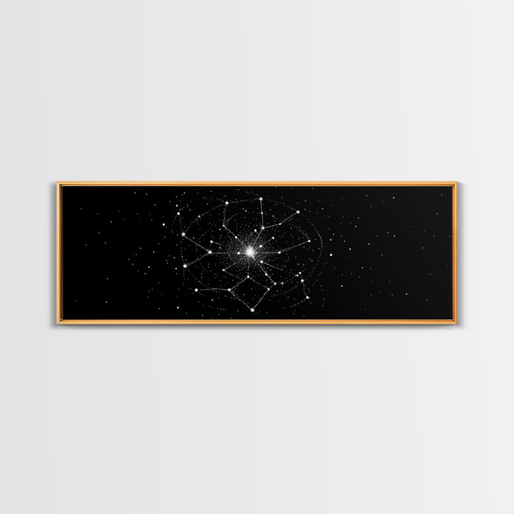 Constellation Star Map Abstract Wall Art, Geometric Wall Art, Space Poster, Midcentury Modern Art Print, Black Celestial Decor