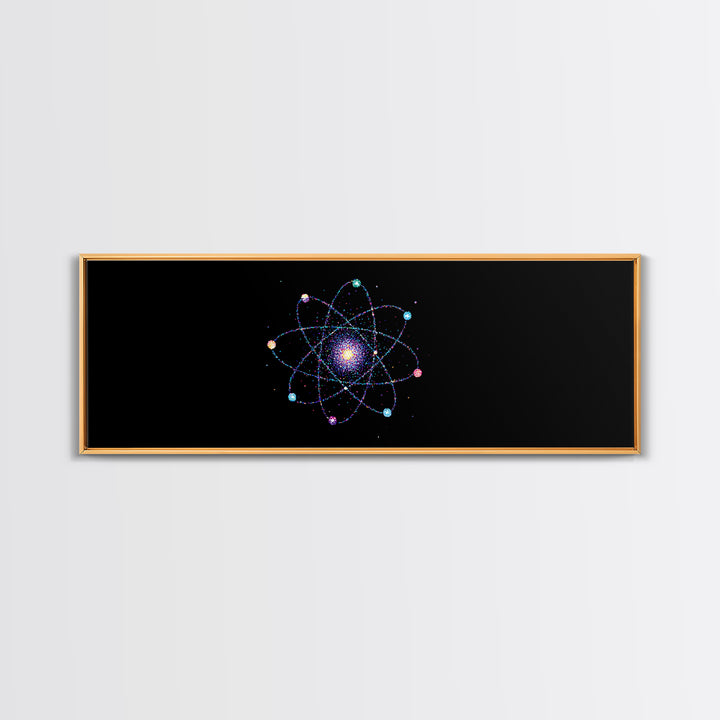 Colorful Atomic Galaxy Canvas Print, Space Abstract Art, Midcentury Modern Art, Cosmic Retro Art, Black Science Decor, Modern Wall Art