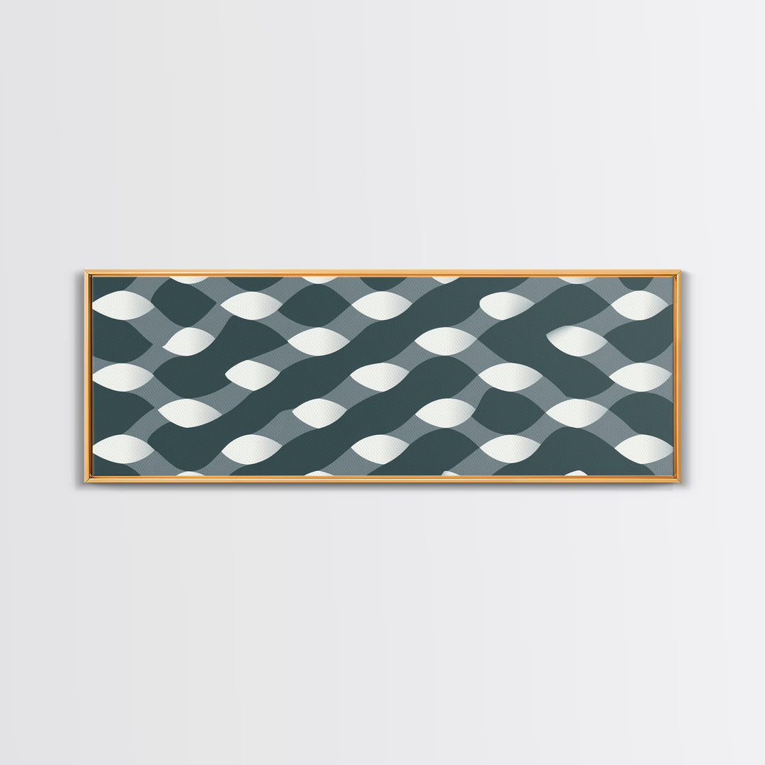 Gray Wavy Op Art Pattern Canvas Print, Geometric Wall Art, Modern Abstract Art, Minimalist Decor, Office Wall Art, Retro