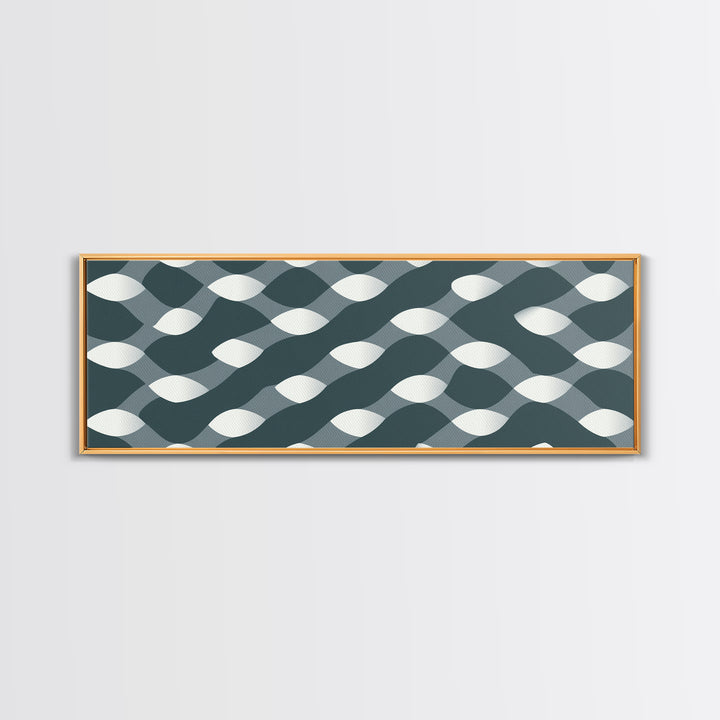 Gray Wavy Op Art Pattern Canvas Print, Geometric Wall Art, Modern Abstract Art, Minimalist Decor, Office Wall Art, Retro