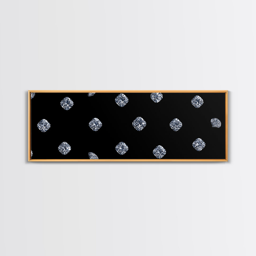 Scattered Diamond Gem Wall Art, Black Wall Decor, Glam Art Print, Modern Home Decor, Minimalist Poster, Elegant Bedroom Art