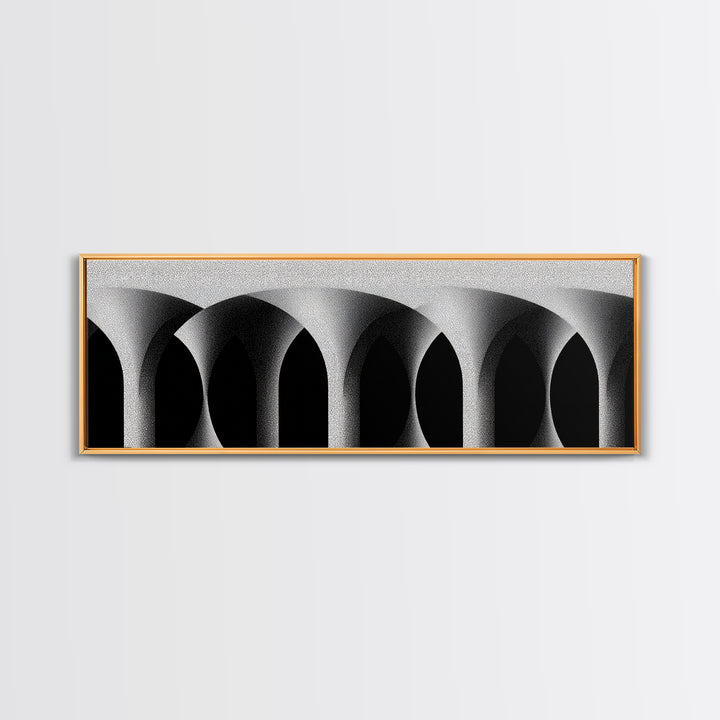 Minimal Black White Arches Canvas Print, Modern Architectural Wall Decor, Monochrome Midcentury Abstract Poster For Office