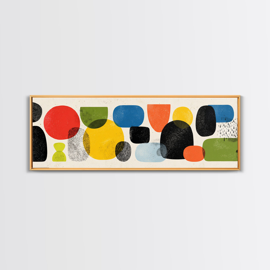 Colorful Rounded Shape Wall Art, Playful Midcentury Modern Abstract Poster, Retro Geometric Decor, Large MCM Print Gift Idea