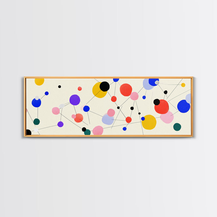 Colorful Atomic Dots And Connected Lines Wall Art, Midcentury Modern Art, Geometric Abstract Print, Retro Modern Decor Poster