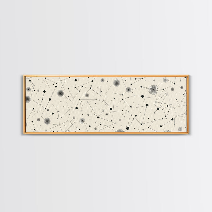 Black And White Constellation Dots Wall Art, Midcentury Abstract, Minimalist Modern Art Print, Atomic Retro Office Decor Poster