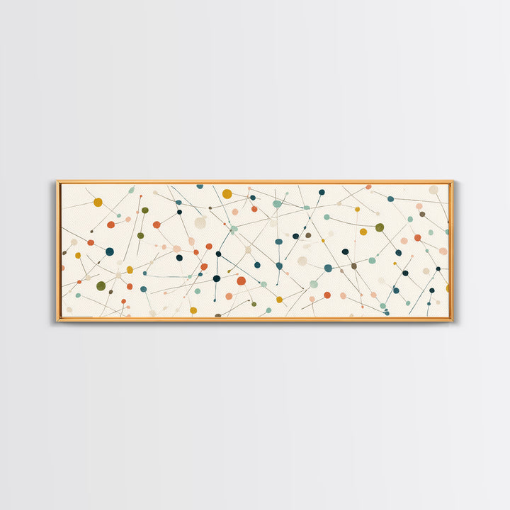 Muted Atomic Dots And Fine Connected Lines Canvas Print, Midcentury Modern Art, Geometric Wall Decor, Scandinavian Poster