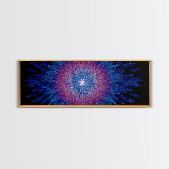 Blue Purple Crystal Kaleidoscope Canvas Print, Geometric Abstract Wall Art, Modern Psychedelic Decor, Colorful Poster, Gallery Wall Art