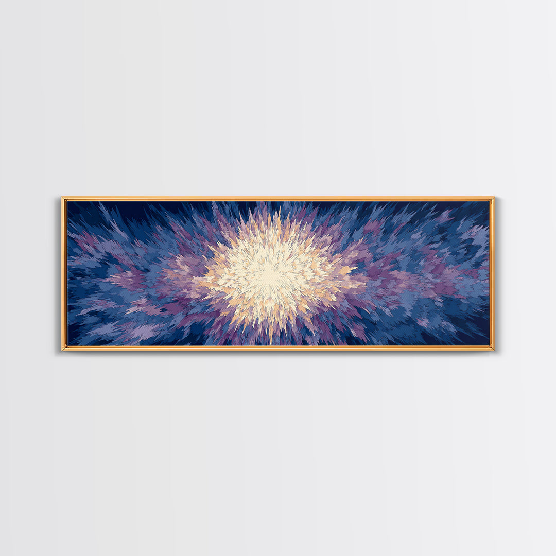 Radiant Blue Purple Starburst Wall Art, Modern Abstract Art Print, Cosmic Retro Decor, Living Room Statement Canvas Print