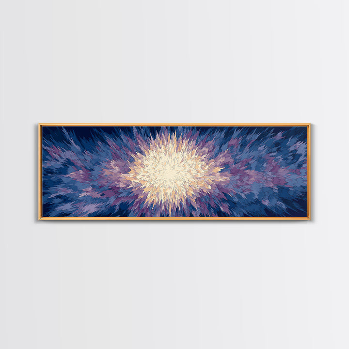 Radiant Blue Purple Starburst Wall Art, Modern Abstract Art Print, Cosmic Retro Decor, Living Room Statement Canvas Print