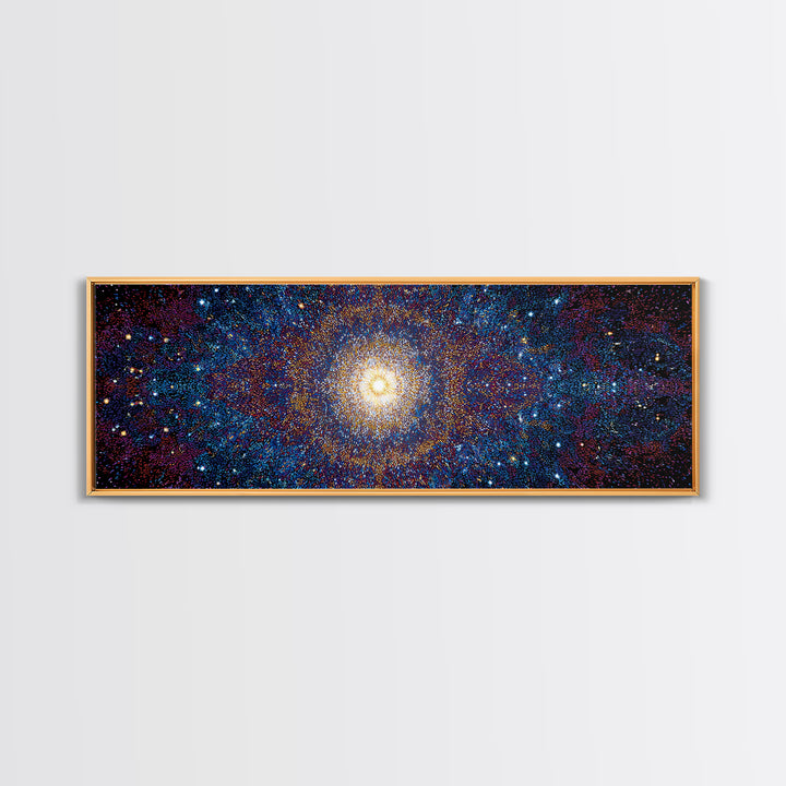 Glowing Galaxy Star Cluster Canvas Print, Cosmic Abstract Wall Art, Modern Space Decor, Blue Orange Statement Print Gift