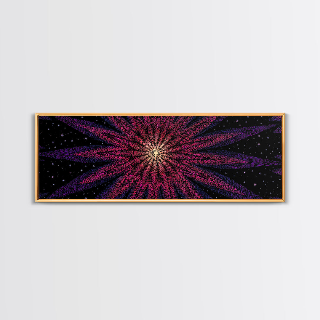 Magenta Purple Cosmic Burst Wall Art, Modern Abstract Canvas Print, Retro Space Poster, Funky MCM Home Decor, Large Statement Print