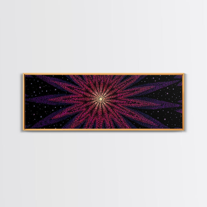 Magenta Purple Cosmic Burst Wall Art, Modern Abstract Canvas Print, Retro Space Poster, Funky MCM Home Decor, Large Statement Print