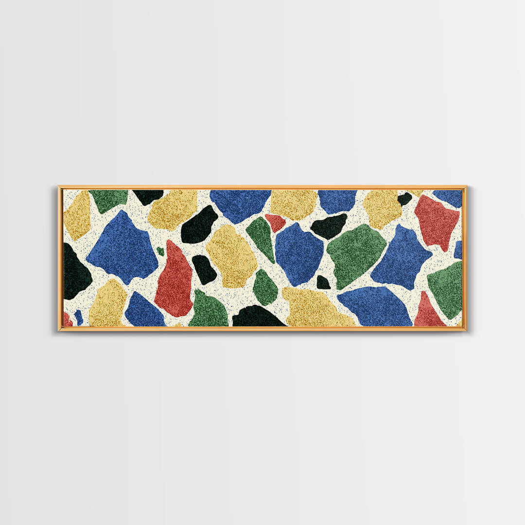 Bold Terrazzo Stone Canvas Print, Mid Century Modern Wall Decor, Colorful Abstract Art, Retro Pattern Poster, MCM Home Art
