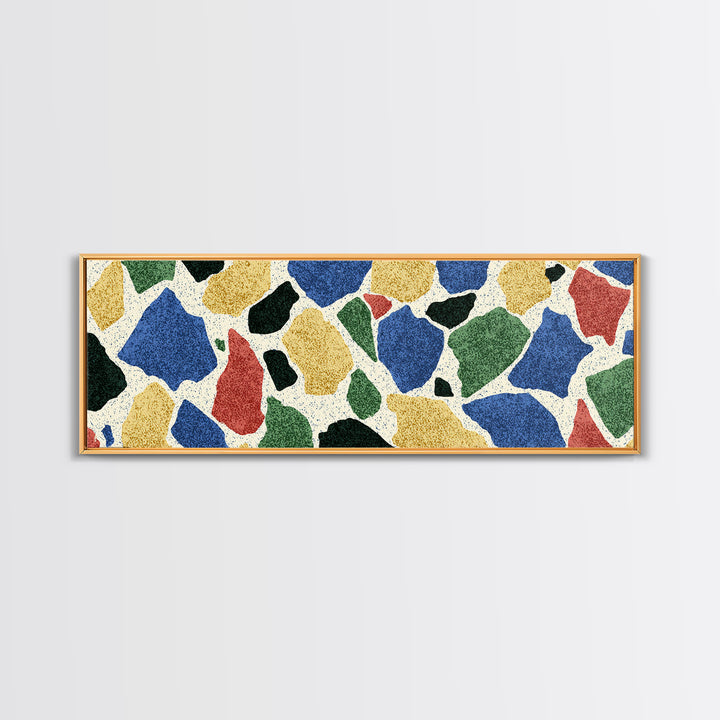 Bold Terrazzo Stone Canvas Print, Mid Century Modern Wall Decor, Colorful Abstract Art, Retro Pattern Poster, MCM Home Art