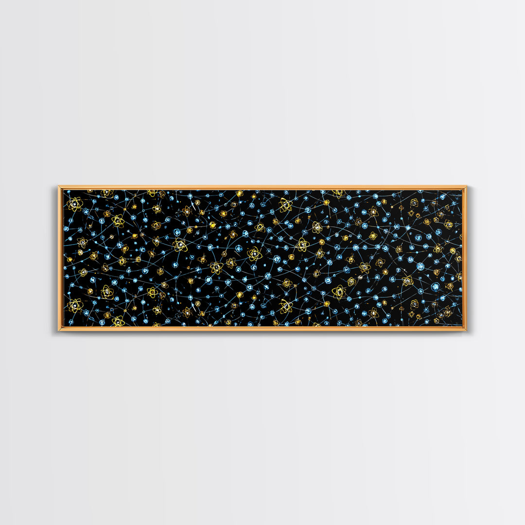 Atomic Constellation Wall Art, Mid Century Modern Space Decor, Retro Science Poster, Blue Yellow MCM Pattern, Modern Art Print