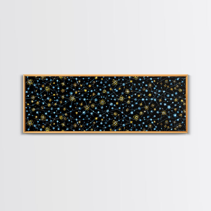 Atomic Constellation Wall Art, Mid Century Modern Space Decor, Retro Science Poster, Blue Yellow MCM Pattern, Modern Art Print