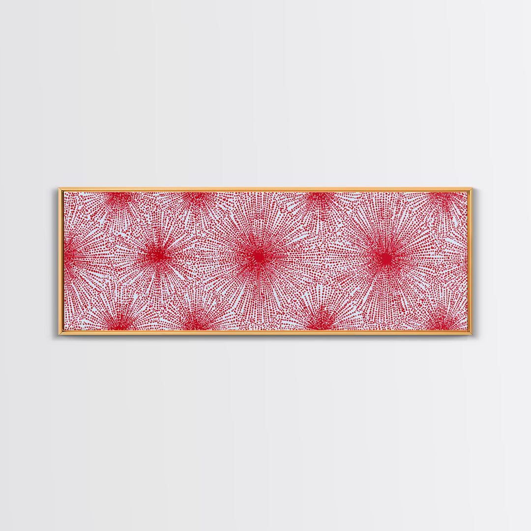 Red Pink Radiating Starburst Canvas Print, Mid Century Modern Wall Art, Bold Geometric Pattern, Retro Maximalist Decor Poster