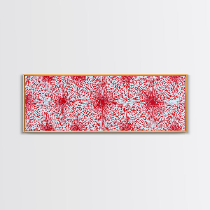 Red Pink Radiating Starburst Canvas Print, Mid Century Modern Wall Art, Bold Geometric Pattern, Retro Maximalist Decor Poster