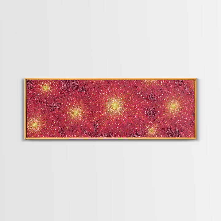 Magenta Yellow Burst Framed Canvas Print, Mid Century Modern Wall Art, Bright Abstract Decor, Retro Groovy Home Poster Print