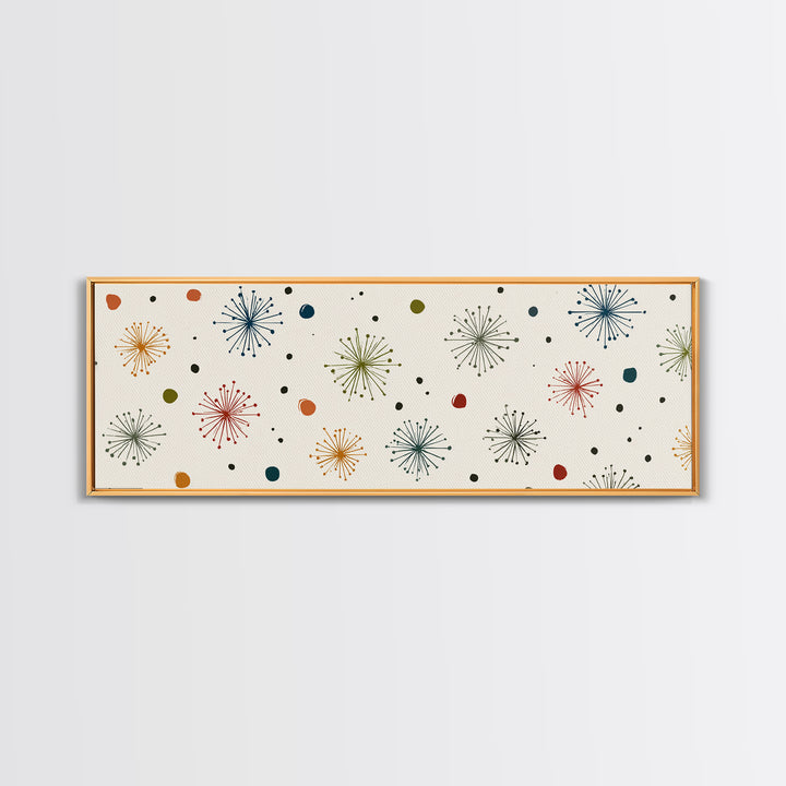 Minimal Atomic Starburst Wall Art, Mid Century Modern Print, Retro Geometric Pattern Poster, Cream MCM Home Decor Artwork