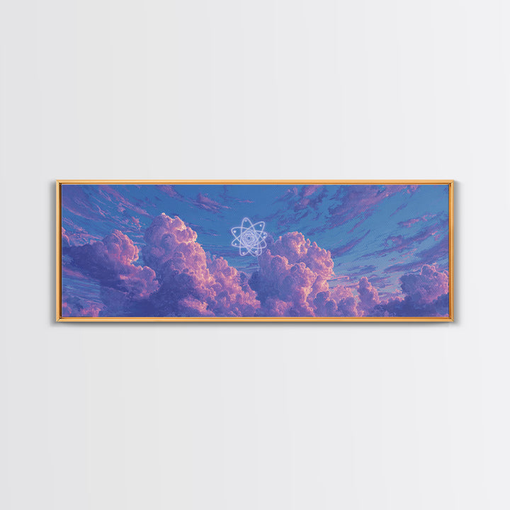 Purple Dream Clouds With Atomic Star Wall Art, Retro Sci Fi Sky Poster, Midcentury Modern Decor, Cosmic Canvas Print, Bedroom Decor