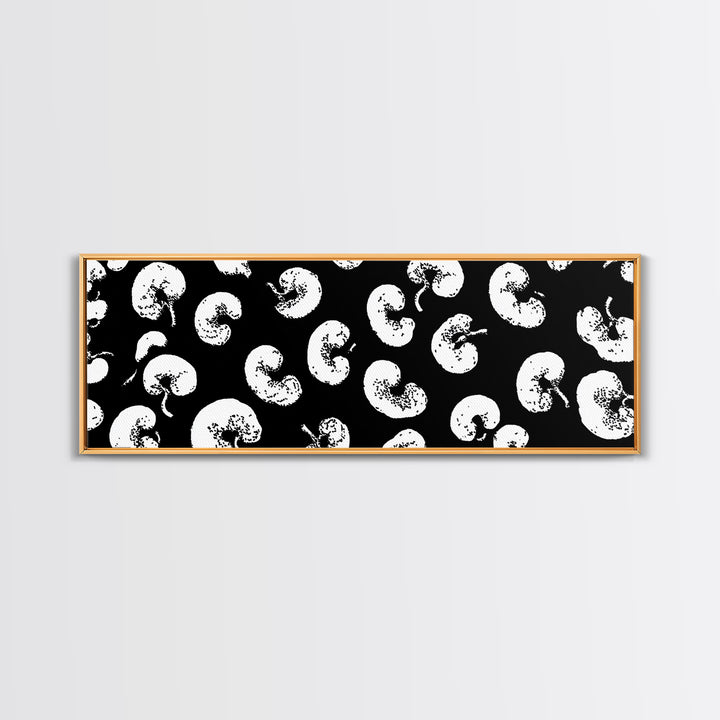 Black White Amoeba Pattern Canvas Print, Midcentury Modern Abstract Wall Decor, Monochrome Retro Op Art For Gallery Wall