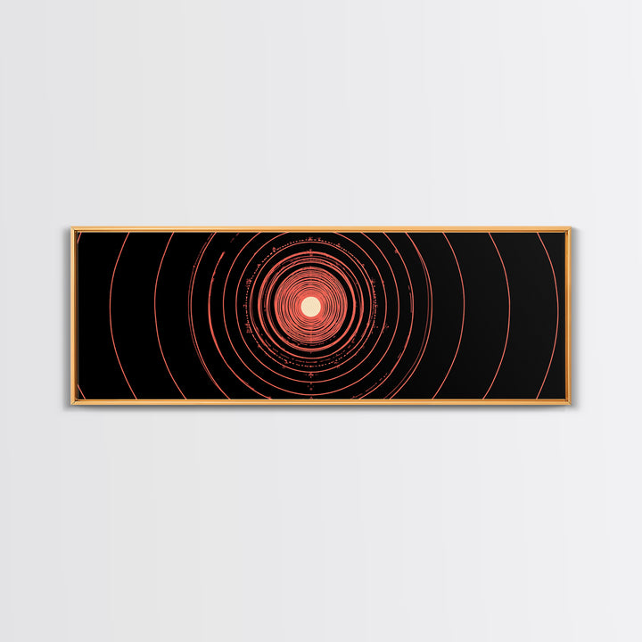 Orange Red Concentric Circle Wall Art, Modern Abstract Op Art Print, Cosmic Retro Minimal Poster For Bedroom Gallery Decor