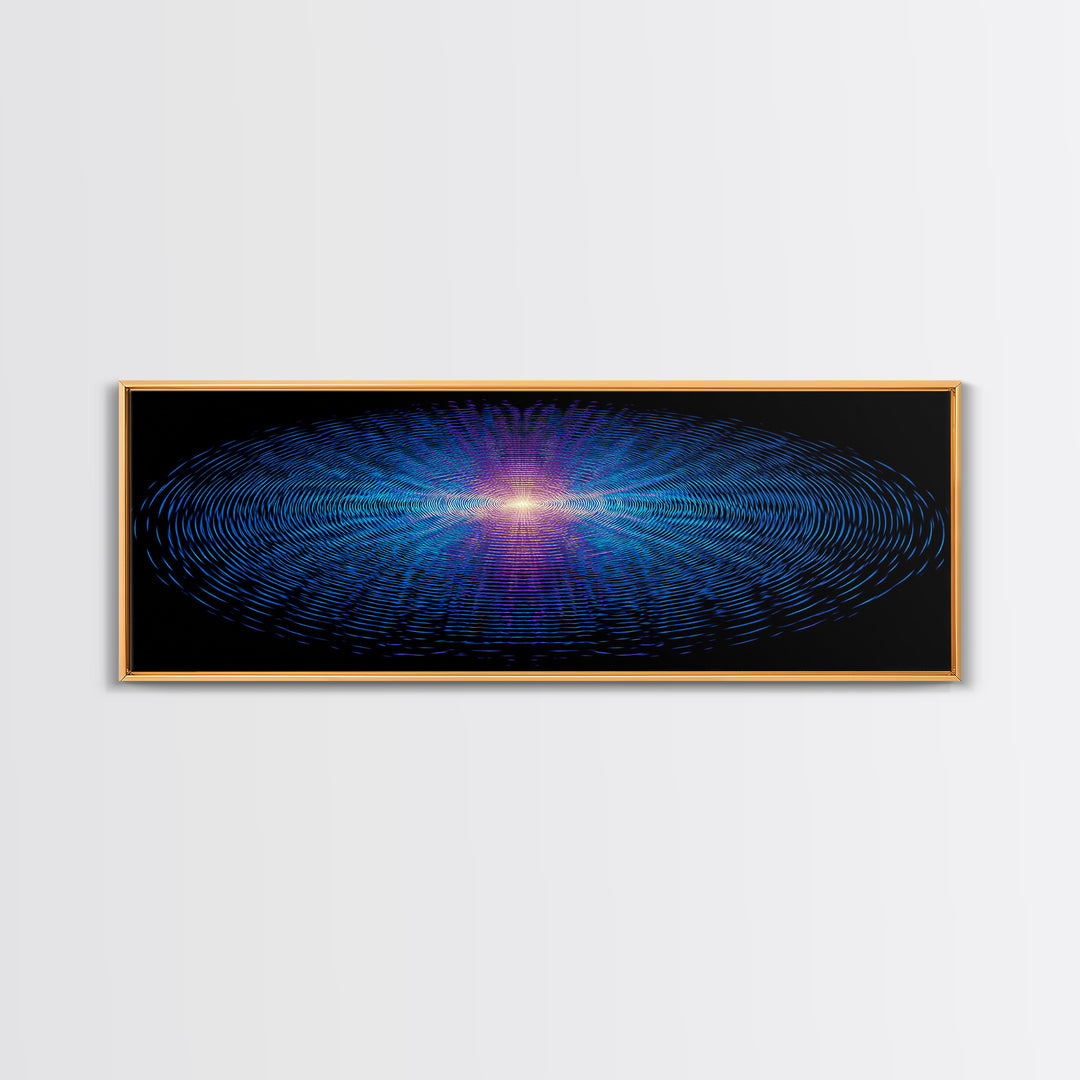 Blue Neon Concentric Ripple Field Wall Art, Futuristic Abstract Print, Modern Wall Decor, Space Abstract Art, Digital Art