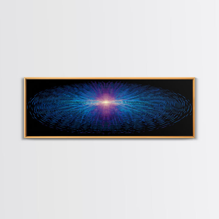 Blue Neon Concentric Ripple Field Wall Art, Futuristic Abstract Print, Modern Wall Decor, Space Abstract Art, Digital Art