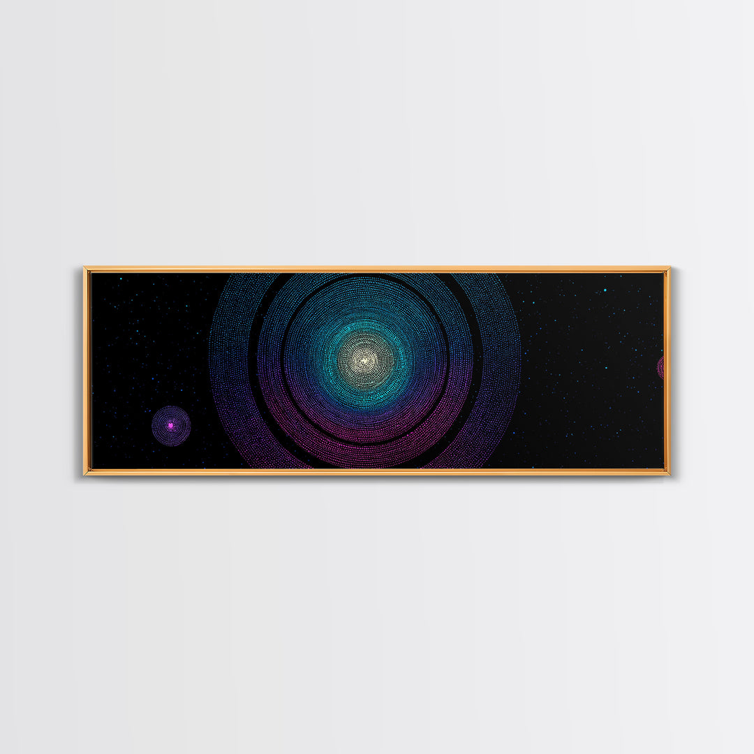 Glowing Nebula Mandala Canvas Print, Midcentury Modern Space Wall Art, Blue Purple Cosmic Decor, Geometric Star Poster Art
