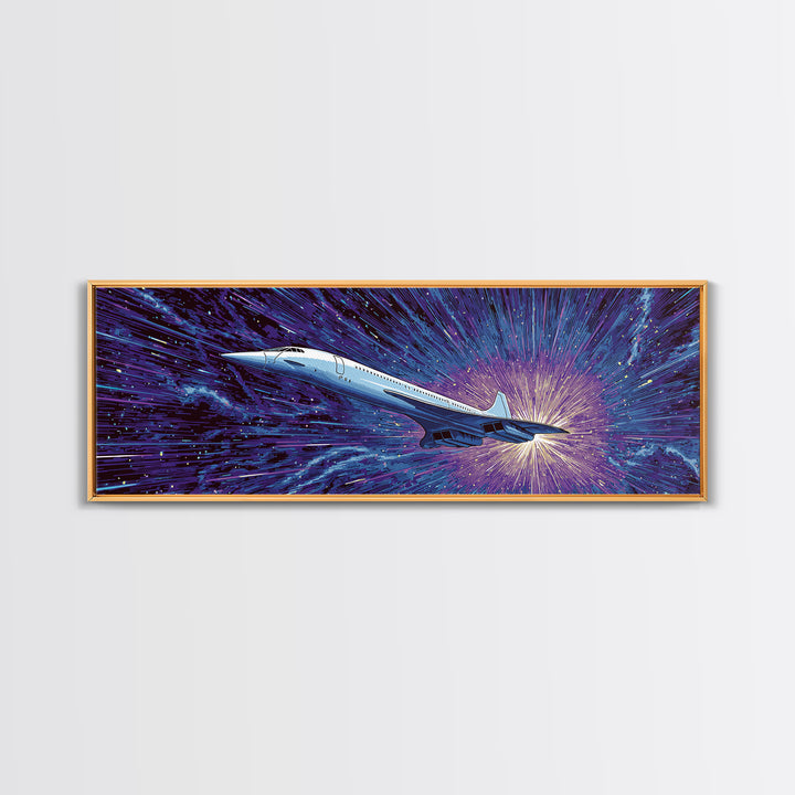 Supersonic Jet Starburst Wall Art, Midcentury Modern Space Poster, Retro Sci Fi Canvas Print, Aviation Wall Decor Gift For Him